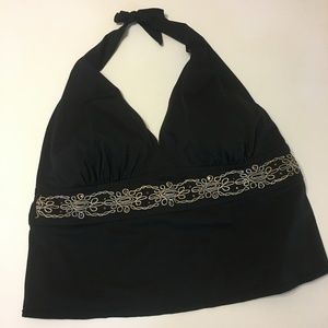 Merona Womens 24W Black Halter Tankini Top